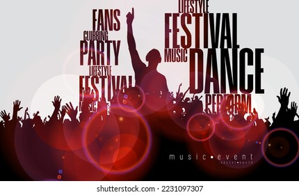 Nightlife and music festival concept. Dancing people at music festival
