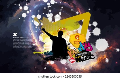 Nightlife and music festival concept. Dancing people at music festival