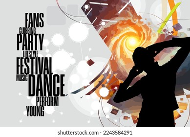 Nightlife and music festival concept. Dancing people at music festival