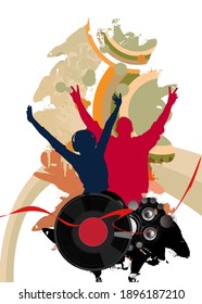 Nightlife and music festival concept. Vector illustration ready for banner or poster