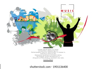 Nightlife and music festival concept. Vector illustration ready for banner or poster