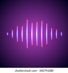 Nightlife styled glowing neon lights music wave