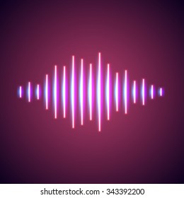 Nightlife styled glowing neon lights music wave