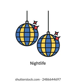 Nightlife vector Filled outline Design illustration. Symbol on White background EPS 10 File 