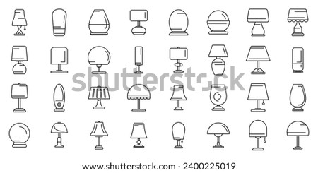 Nightlight icons set outline vector. Bulb light floor. Comfort base interior