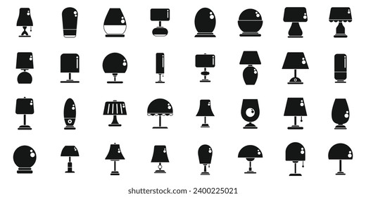 Nightlight icons set simple vector. Bulb light floor. Comfort base interior