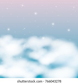 nightly background with shining clouds and starry night