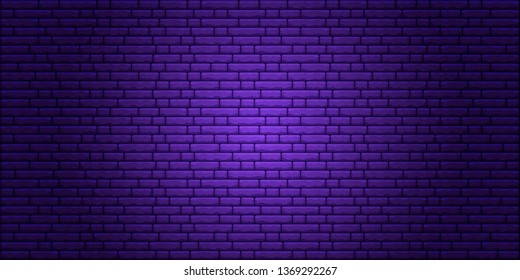 Nightly brick wall  Purple background for neon lights  Vector illustration 