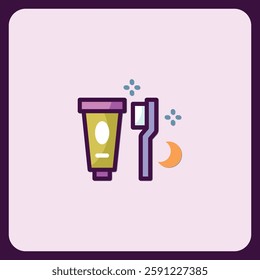 Nightly Oral Hygiene Routine Icon Illustration