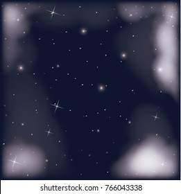 nightly sky scene with starry background and cloudiness