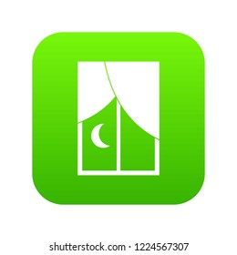 Nightly window icon digital green for any design isolated on white vector illustration