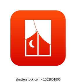 Nightly window icon digital red for any design isolated on white vector illustration
