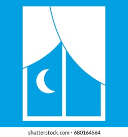 Nightly window icon white isolated on blue background vector illustration