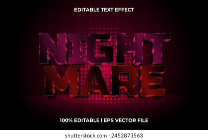 nightmare 3d editable vector text effect. glow style text effect.