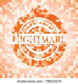 Nightmare abstract orange mosaic emblem with background