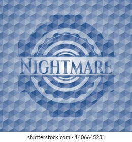 Nightmare blue emblem with geometric background. Vector Illustration. Detailed.