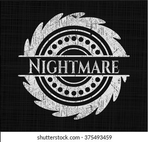 Nightmare chalk emblem, retro style, chalk or chalkboard texture
