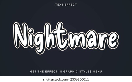 Nightmare editable text effect in 3d style. Suitable for brand or business logo