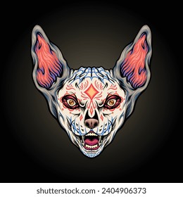 Nightmare embrace ornate bat head darkness vector illustrations for your work logo, merchandise t-shirt, stickers and label designs, poster, greeting cards advertising business company or brands