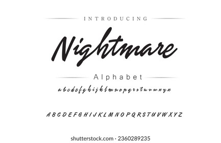 Nightmare Font. Alphabet. Script. Typeface. Label .Vintage typeface. For labels and different type designs