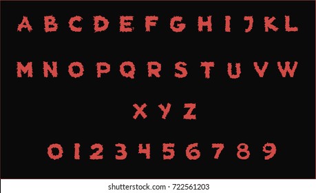 Nightmare Font - Red Halloween Font - Vector