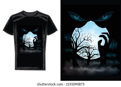 Nightmare or Halloween T-shirt Design. Coloring book or book cover design.