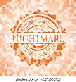 Nightmare orange mosaic emblem with background