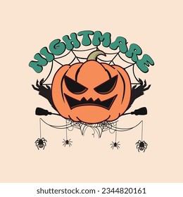 Nightmare Retro Halloween Sublimation T-shirt Design