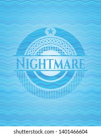 Nightmare sky blue water wave badge background. Vector Illustration. Detailed.