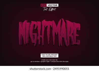 Nightmare Text Effect Textured Style. Editable Text Effect.