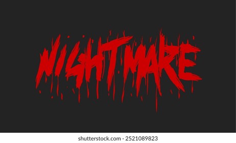 Diseño de impresión de camiseta con letras oscuras de tipografía de texto de pesadilla 