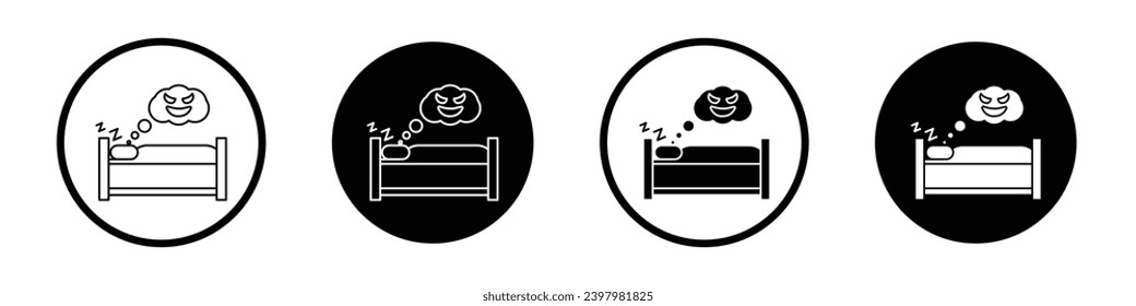 Nightmare vector icon set in black filled and outlined style.