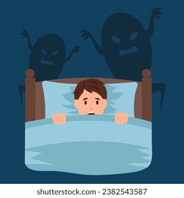 Nightmare monster comes into dark room bedroom Vector Image