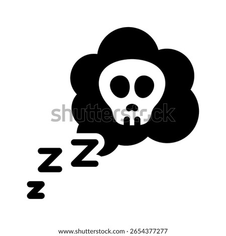 Nightmares while sleeping. Skull in thought bubble with Zzz