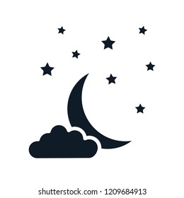 Night,moon,star icon style vector logo template