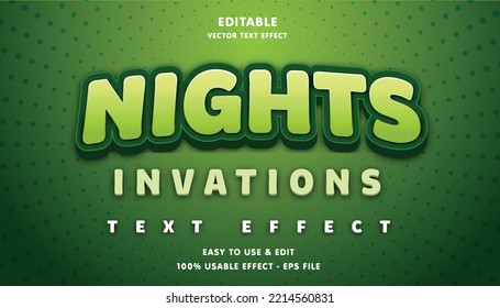nights invations editable text effect with modern and simple style, usable for logo or campaign title