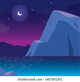 nightscape with lake scene icon