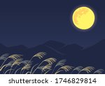 Nightscape view of the moon, Tsukimi background illustration