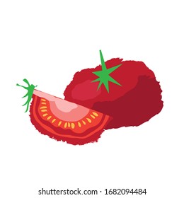 The nightshade family. Stylized image of a tomato. Bright red product. Vector flat illustrations.