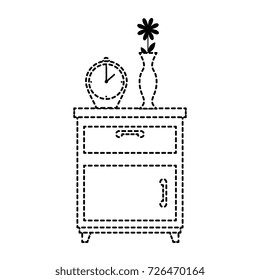 nightstand bedroom with alarm clock and base decorative