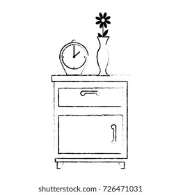 nightstand bedroom with alarm clock and base decorative