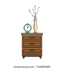 nightstand bedroom with alarm clock and base decorative
