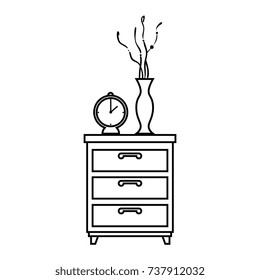 nightstand bedroom with alarm clock and base decorative