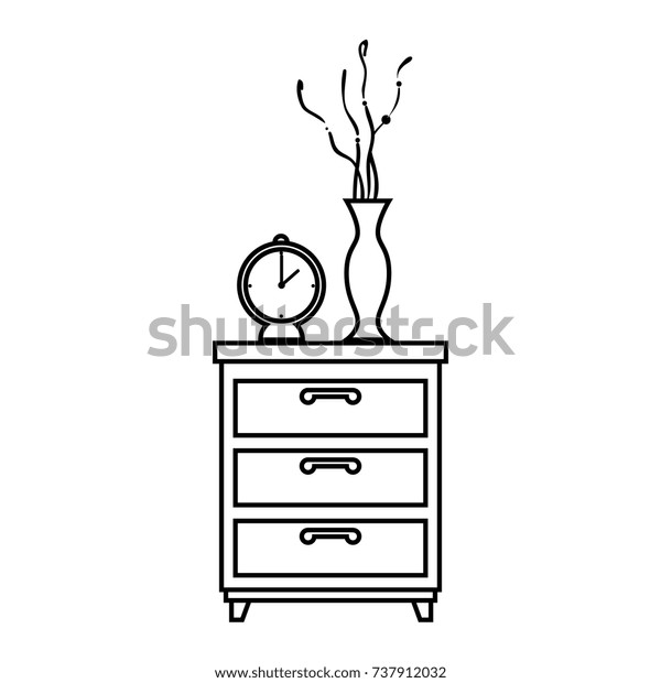 Nightstand Bedroom Alarm Clock Base Decorative Stock Vector Royalty Free 737912032