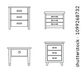 Nightstand bedside icons set. Outline illustration of 4 nightstand bedside vector icons for web