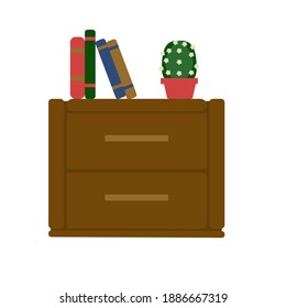 Parada nocturna con libros y suculenta ilustración de vector Flash