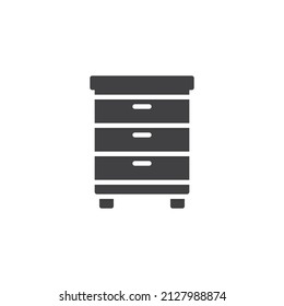 Parada nocturna con icono del vector del cajón. signo plano relleno para concepto móvil y diseño web. Icono de glifo de muebles de mesa de cama. Símbolo, ilustración del logotipo. Gráficos vectoriales