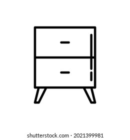Nightstand with drawers thin line icon. Storage furniture, element of interior. Modern vector illustration.