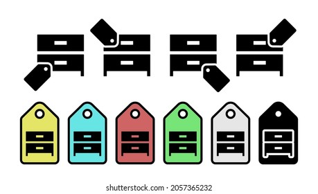 Nightstand glyph vector icon in tag set illustration for ui and ux, website or mobile application