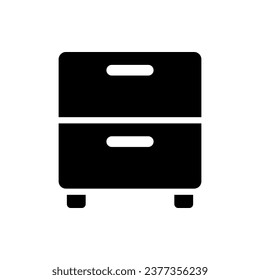 Nightstand icon. Black silhouette. Front view. Vector simple flat graphic illustration. Isolated object on a white background. Isolate.